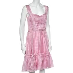 Oscar De La Renta Pink Silk Sleeveless Flared Mini Dress M For Women 9 Oscar De La Renta Pink Silk Sleeveless Flared Mini Dress M For Women -Oscar de la Renta Sales Shop luxury women oscar de la rentaslug used clothes p564394 002