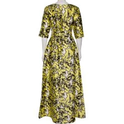 Oscar De La Renta Yellow Printed Silk Belted Maxi Dress M For Women -Oscar de la Renta Sales Shop luxury women oscar de la rentaslug used clothes p566242 001