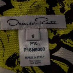 Oscar De La Renta Yellow Printed Silk Belted Maxi Dress M For Women -Oscar de la Renta Sales Shop luxury women oscar de la rentaslug used clothes p566242 002