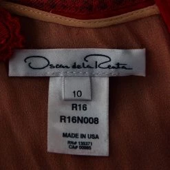 Oscar De La Renta Red Guipure Lace & Ruffled Silk Trimmed Cockail Dress L For Women -Oscar de la Renta Sales Shop luxury women oscar de la rentaslug used clothes p566504 002