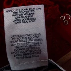 Oscar De La Renta Red Guipure Lace & Ruffled Silk Trimmed Cockail Dress L For Women -Oscar de la Renta Sales Shop luxury women oscar de la rentaslug used clothes p566504 003