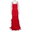 Oscar De La Renta Red Guipure Lace & Ruffled Silk Trimmed Cockail Dress L For Women -Oscar de la Renta Sales Shop luxury women oscar de la rentaslug used clothes p566504 007