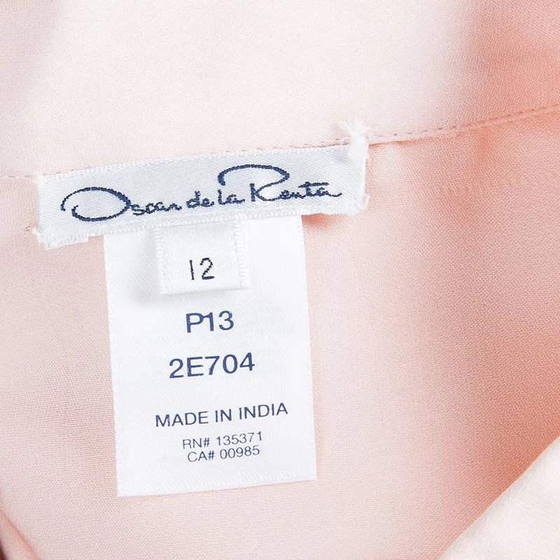 Oscar De La Renta Blush Pink Lace Insert Detail Pintucked Silk Shirt L For Women 11 Oscar De La Renta Blush Pink Lace Insert Detail Pintucked Silk Shirt L For Women - Image 9