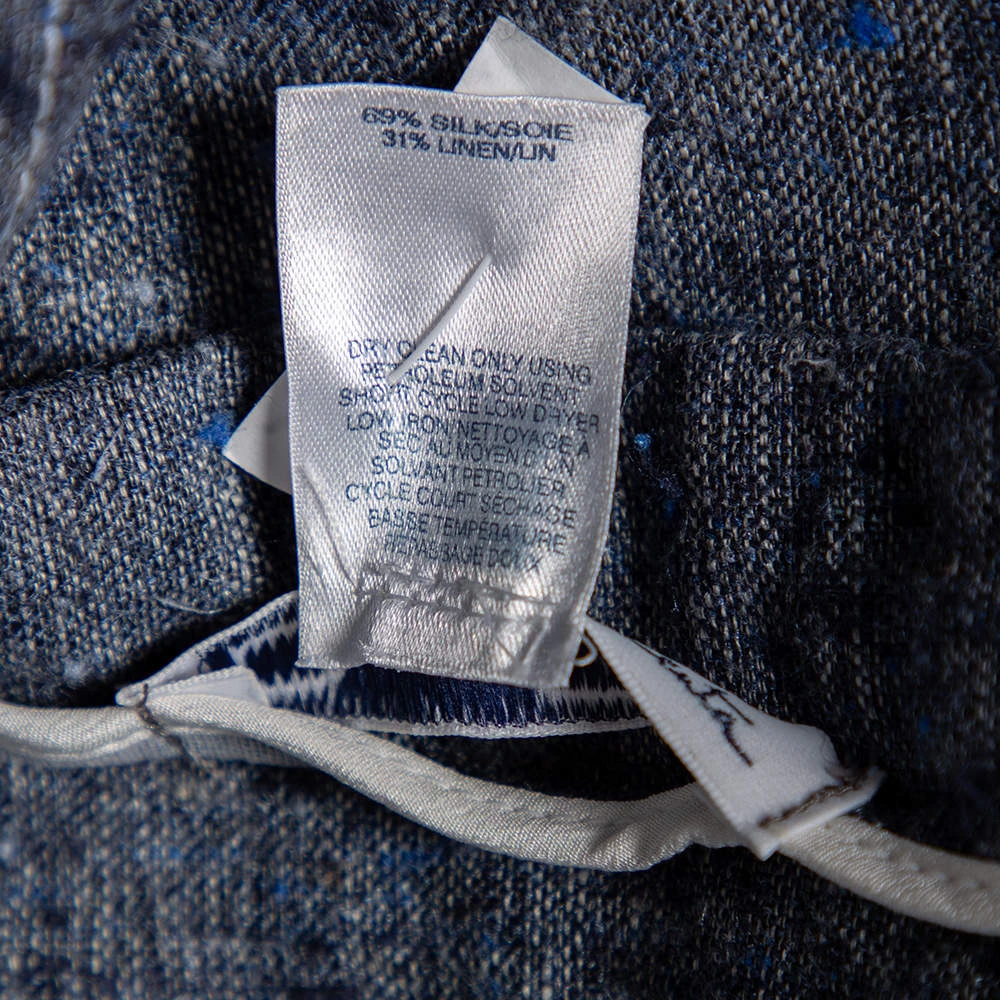 Oscar De La Renta Blue Silk & Linen Lace Trimmed Skirt MTO For Women 8 Oscar De La Renta Blue Silk & Linen Lace Trimmed Skirt MTO For Women - Image 6