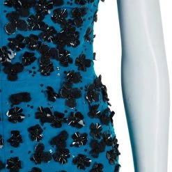 Oscar De La Renta Fall 2015 Blue Floral Sequin Embellished Strapless Silk Gown M For Women -Oscar de la Renta Sales Shop luxury women oscar de la rentaslug used clothes p57634 007