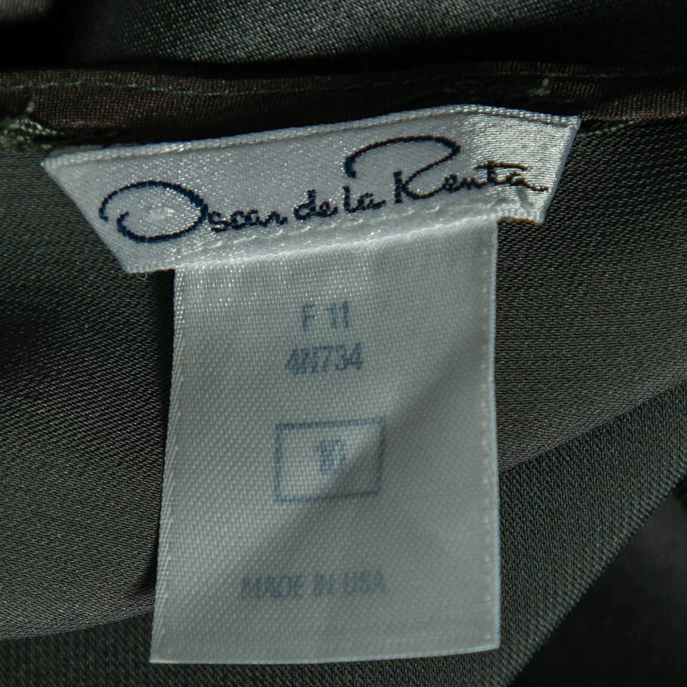 Oscar De La Renta Dark Green Satin Draped Top L For Women 7 Oscar De La Renta Dark Green Satin Draped Top L For Women - Image 5