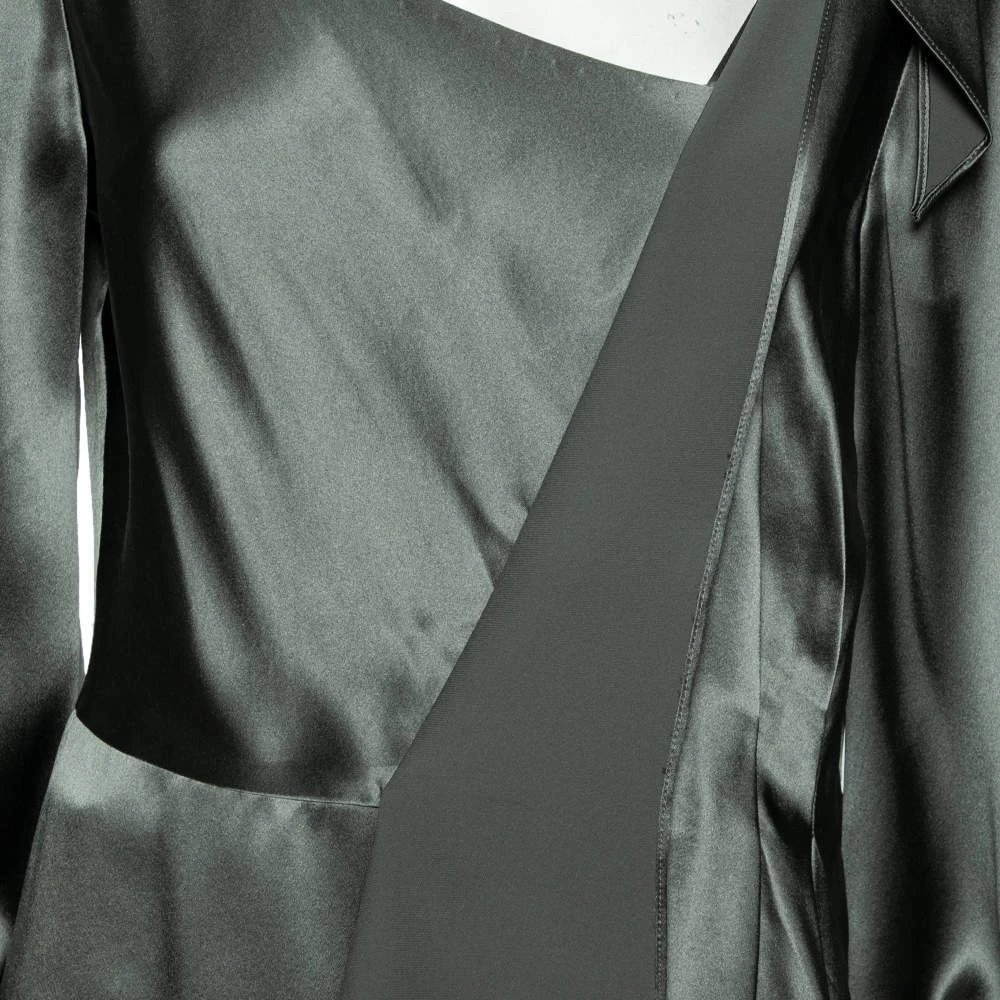Oscar De La Renta Dark Green Satin Draped Top L For Women 6 Oscar De La Renta Dark Green Satin Draped Top L For Women - Image 4
