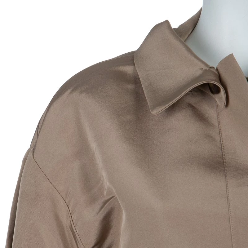 Oscar De La Renta Brown Silk Belted Overcoat L For Women 7 Oscar De La Renta Brown Silk Belted Overcoat L For Women - Image 5