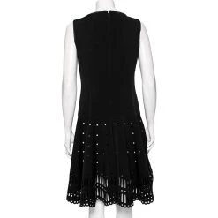 Oscar De La Renta Black Neoprene Laser Cut Patterned Dress L For Women -Oscar de la Renta Sales Shop luxury women oscar de la rentaslug used clothes p598139 003