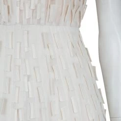 Oscar De La Renta Cream Silk Applique Textured Sleeveless Dress XS For Women -Oscar de la Renta Sales Shop luxury women oscar de la rentaslug used clothes p59845 0007