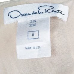 Oscar De La Renta Cream Silk Applique Textured Sleeveless Dress XS For Women -Oscar de la Renta Sales Shop luxury women oscar de la rentaslug used clothes p59845 0008