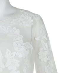 Oscar De La Renta White Sheer Floral Applique Top M For Women -Oscar de la Renta Sales Shop luxury women oscar de la rentaslug used clothes p60039 004