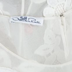 Oscar De La Renta White Sheer Floral Applique Top M For Women -Oscar de la Renta Sales Shop luxury women oscar de la rentaslug used clothes p60039 009