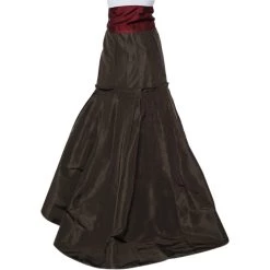 Oscar De La Renta Brown Silk Taffeta Pleated Detail Maxi Skirt L For Women -Oscar de la Renta Sales Shop luxury women oscar de la rentaslug used clothes p606396 003