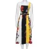 Oscar De La Renta Multicolor Floral Printed Cotton Pleated And Button Front Belted Midi Dress XS For Women -Oscar de la Renta Sales Shop luxury women oscar de la rentaslug used clothes p618587 002