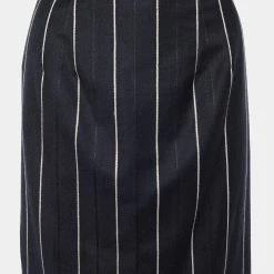 Oscar De La Renta Navy Blue & White Striped Midi Skirt S For Women -Oscar de la Renta Sales Shop luxury women oscar de la rentaslug used clothes p621998 001