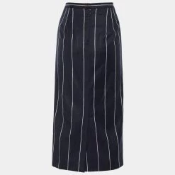 Oscar De La Renta Navy Blue & White Striped Midi Skirt S For Women -Oscar de la Renta Sales Shop luxury women oscar de la rentaslug used clothes p621998 003