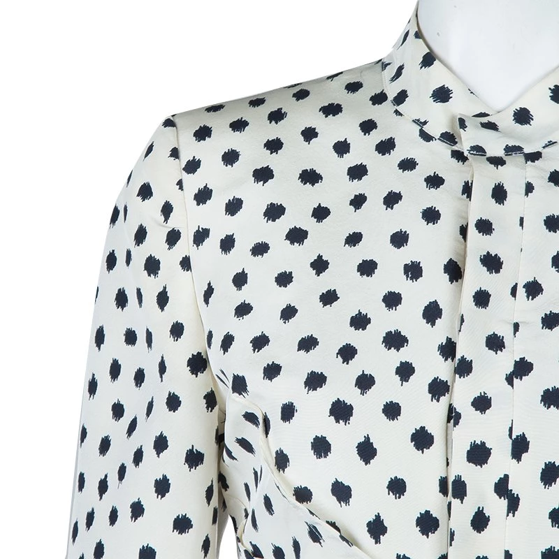 Oscar De La Renta Cream Silk Polka-Dotted Dress Coat M For Women 7 Oscar De La Renta Cream Silk Polka-Dotted Dress Coat M For Women - Image 5