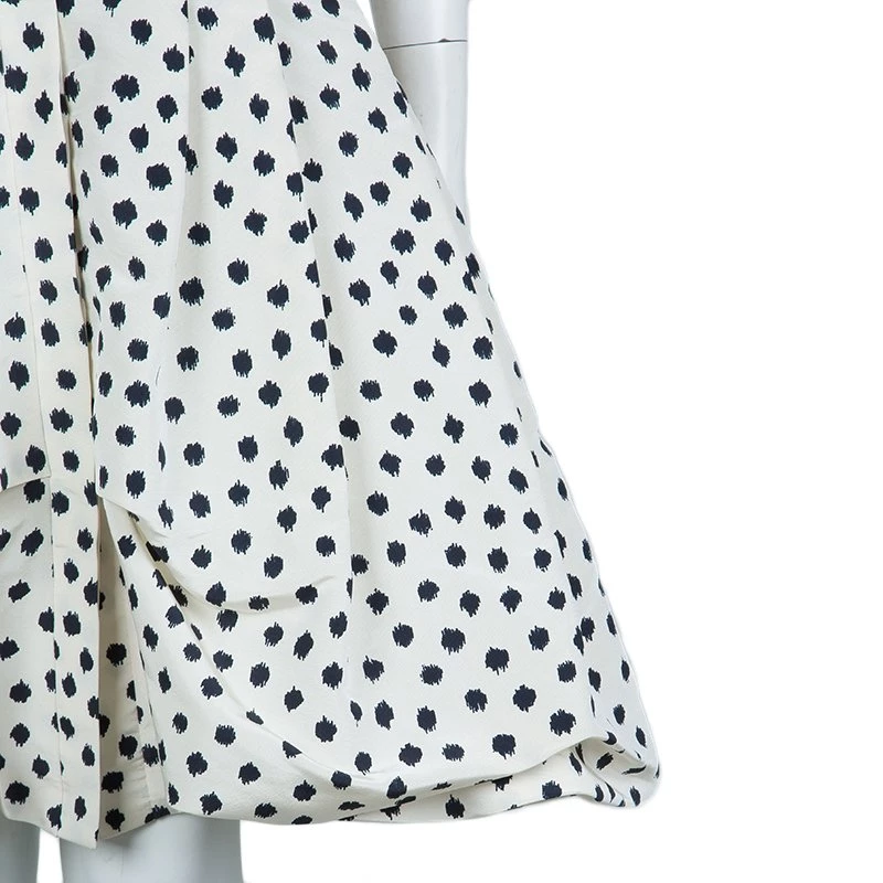 Oscar De La Renta Cream Silk Polka-Dotted Dress Coat M For Women 8 Oscar De La Renta Cream Silk Polka-Dotted Dress Coat M For Women - Image 6