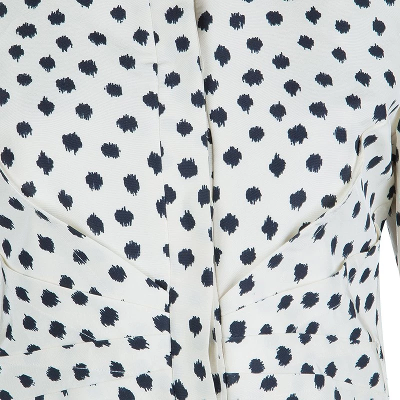 Oscar De La Renta Cream Silk Polka-Dotted Dress Coat M For Women 10 Oscar De La Renta Cream Silk Polka-Dotted Dress Coat M For Women - Image 8