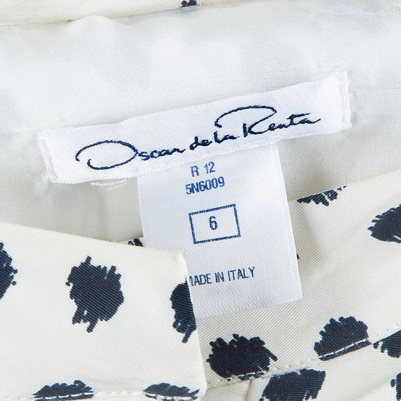 Oscar De La Renta Cream Silk Polka-Dotted Dress Coat M For Women 11 Oscar De La Renta Cream Silk Polka-Dotted Dress Coat M For Women - Image 9