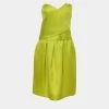 Oscar De La Renta Lime Green Silk Basket Weave Strapless Dress L For Women -Oscar de la Renta Sales Shop luxury women oscar de la rentaslug used clothes p627573 001