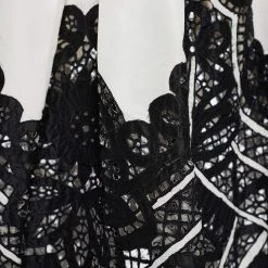 Oscar De La Renta Monochrome Silk Lace Applique Pleated Skirt M For Women -Oscar de la Renta Sales Shop luxury women oscar de la rentaslug used clothes p654642 001