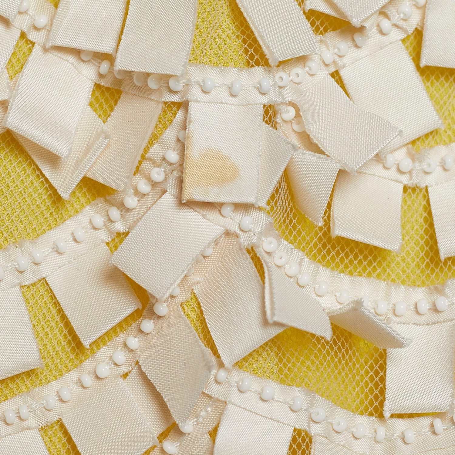 Oscar De La Renta Cream & Yellow Embellished Tulle Sleeveless Dress L For Women 6 Oscar De La Renta Cream & Yellow Embellished Tulle Sleeveless Dress L For Women - Image 4