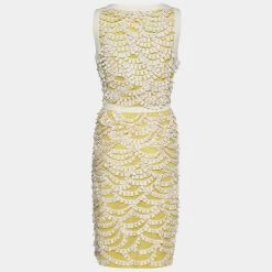 Oscar De La Renta Cream & Yellow Embellished Tulle Sleeveless Dress L For Women 10 Oscar De La Renta Cream & Yellow Embellished Tulle Sleeveless Dress L For Women -Oscar de la Renta Sales Shop luxury women oscar de la rentaslug used clothes p655857 007