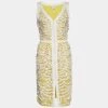 Oscar De La Renta Cream & Yellow Embellished Tulle Sleeveless Dress L For Women