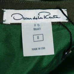 Oscar De La Renta Green Floral Printed Silk & Wool Maxi Skirt M For Women -Oscar de la Renta Sales Shop luxury women oscar de la rentaslug used clothes p664355 006