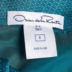 Oscar De La Renta Teal Blue Basket Weave Cocktail Dress M For Women -Oscar de la Renta Sales Shop luxury women oscar de la rentaslug used clothes p670580 006