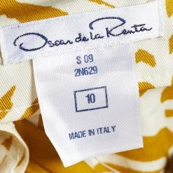 Oscar De La Renta Yellow/White Printed Pleated Sleeveless Dress M For Women -Oscar de la Renta Sales Shop luxury women oscar de la rentaslug used clothes p672235 004
