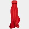 Oscar De La Renta Red Silk Strapless Gown M For Women