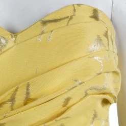 Oscar De La Renta Yellow Lurex Jacquard Strapless High Low Gown S For Women -Oscar de la Renta Sales Shop luxury women oscar de la rentaslug used clothes p80103 004