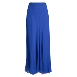 Oscar De La Renta Blue Silk Chiffon Flared Maxi Skirt M For Women