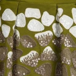 Oscar De La Renta Green Silk Sequin Embellished Embroidered Pleat Detail Skirt M For Women -Oscar de la Renta Sales Shop luxury women oscar de la rentaslug used clothes p92848 004
