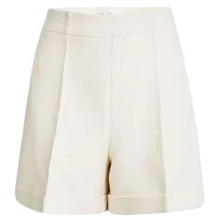 Oscar De La Renta Cream Wool High Waist Shorts S For Women