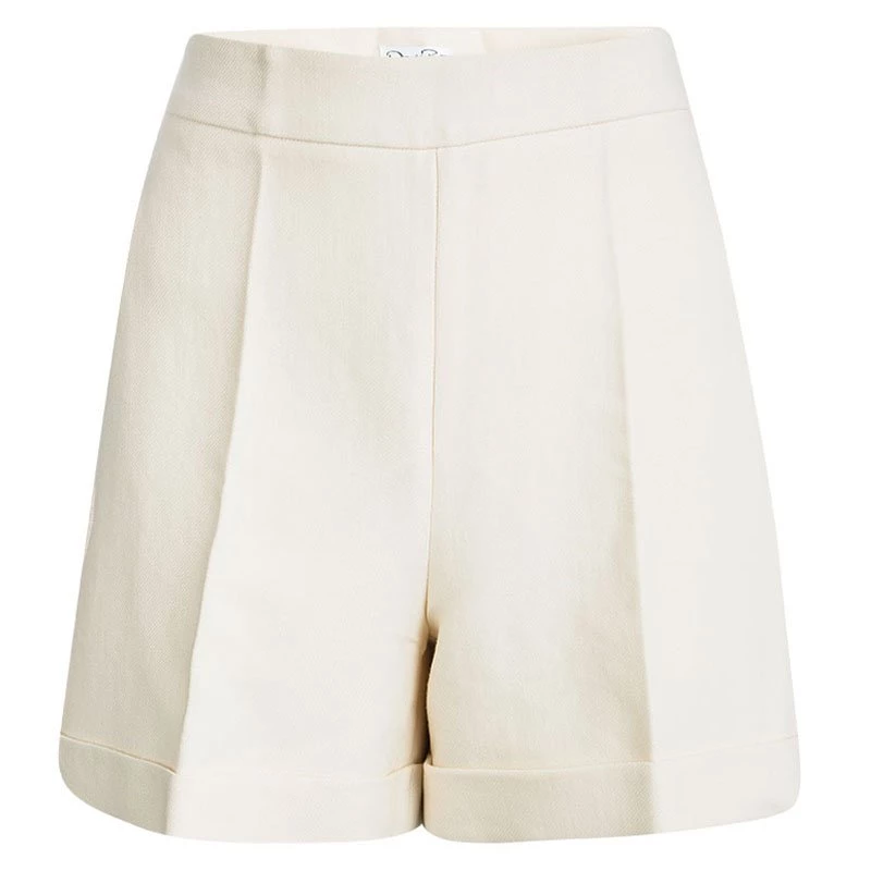 Oscar De La Renta Cream Wool High Waist Shorts S For Women 3 Oscar De La Renta Cream Wool High Waist Shorts S For Women