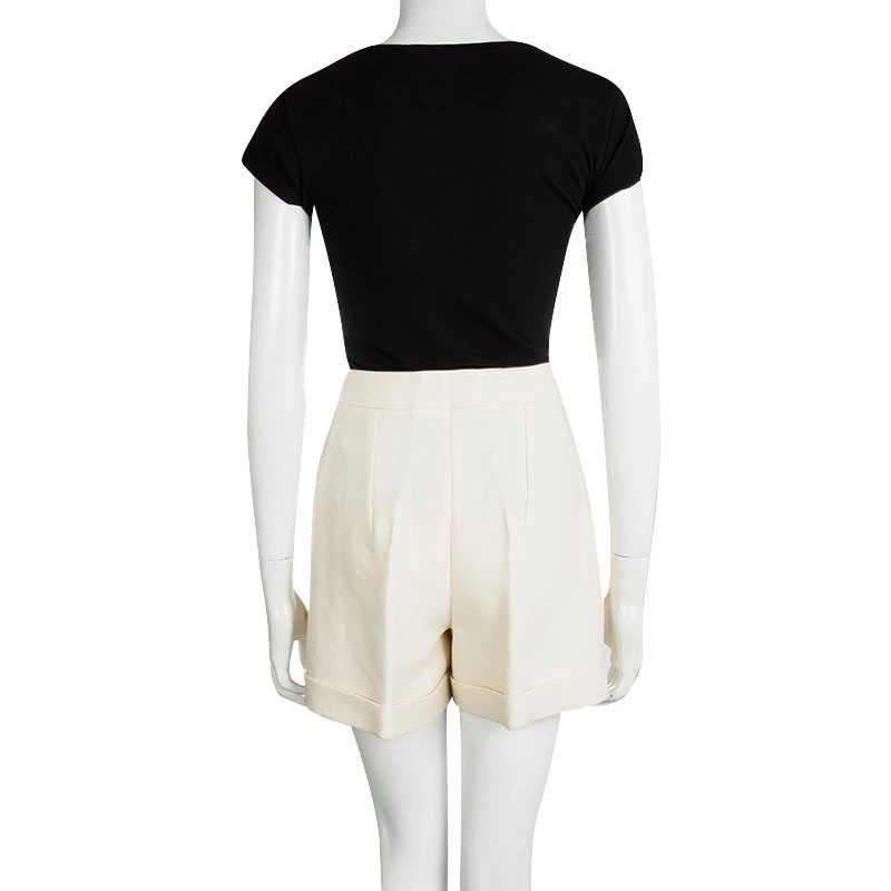 Oscar De La Renta Cream Wool High Waist Shorts S For Women 5 Oscar De La Renta Cream Wool High Waist Shorts S For Women - Image 3