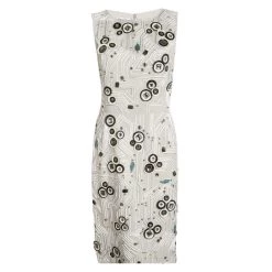 Oscar De La Renta Grey Embellished Sleeveless Fitted Dress S For Women