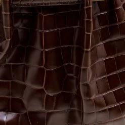Oscar De La Renta Brown Croc Embossed Leather Tote For Women -Oscar de la Renta Sales Shop luxury women oscar de la rentaslug used handbags p121633 0005