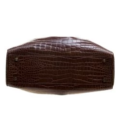 Oscar De La Renta Brown Croc Embossed Leather Tote For Women -Oscar de la Renta Sales Shop luxury women oscar de la rentaslug used handbags p121633 0006