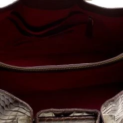 Oscar De La Renta Brown Croc Embossed Leather Tote For Women -Oscar de la Renta Sales Shop luxury women oscar de la rentaslug used handbags p121633 0007