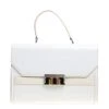 Oscar De La Renta White/Cream Leather Top Handle Bag For Women
