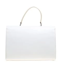 Oscar De La Renta White/Cream Leather Top Handle Bag For Women -Oscar de la Renta Sales Shop luxury women oscar de la rentaslug used handbags p148671 0004