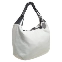 Oscar De La Renta Off White Leather Zipped Hobo For Women -Oscar de la Renta Sales Shop luxury women oscar de la rentaslug used handbags p389969 003