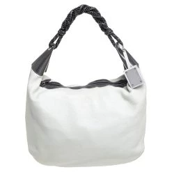 Oscar De La Renta Off White Leather Zipped Hobo For Women