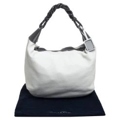 Oscar De La Renta Off White Leather Zipped Hobo For Women -Oscar de la Renta Sales Shop luxury women oscar de la rentaslug used handbags p389969 008
