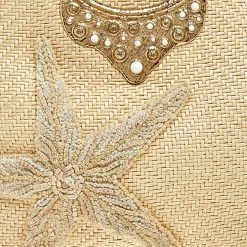 Oscar De La Renta Beige Woven Raffia Starfish Embellished Tote For Women -Oscar de la Renta Sales Shop luxury women oscar de la rentaslug used handbags p507820 004